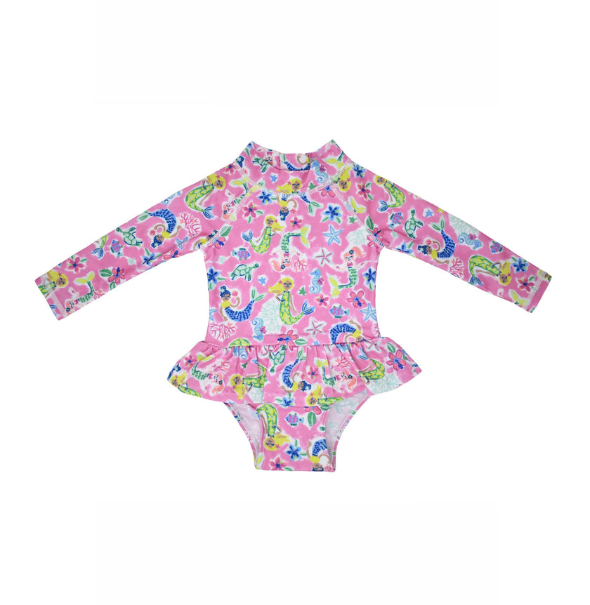 Baby UPF50+ Girls Alissa Infant Ruffle Rash Guard Swimsuit