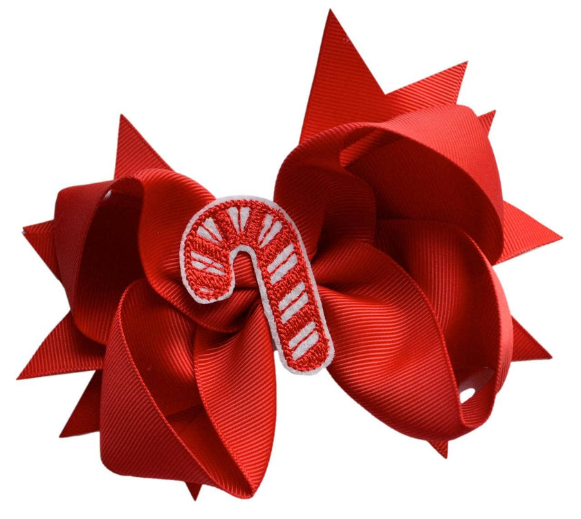 Embroidered Christmas Hair Bow- Assorted
