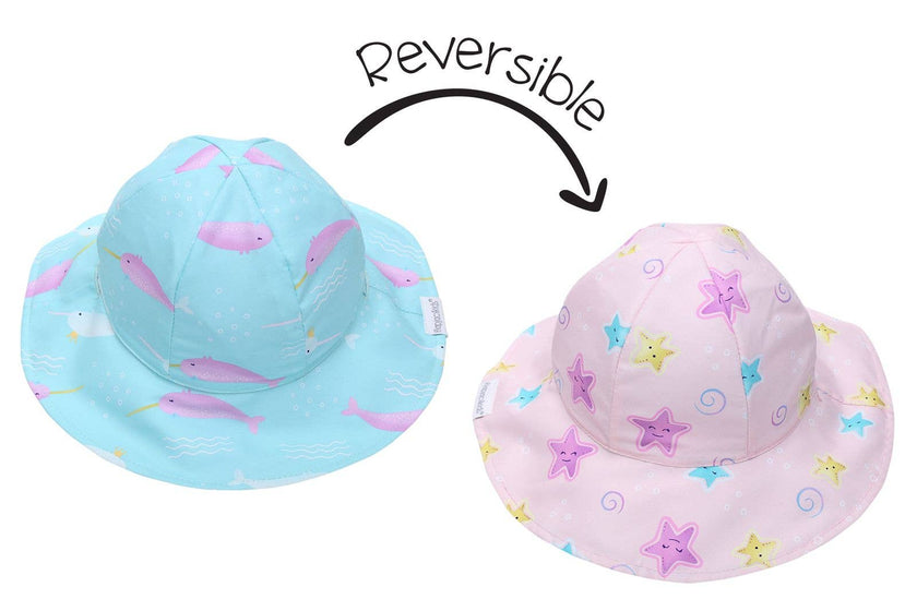 Kids UPF50+ Patterned Sun Hat - Narwhal/Starfish