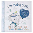 Our Baby Boy's First Year Memory Book&nbsp;is an adorable memory book offering creative ways for parents to capture the special memories in their baby boy’s first year. Our Baby Boy's First Year Memory Book captures the precious memories of baby’s first year. It offers space to record memorable moments and milestones like his first steps and his first tooth, scrapbooking pages for photographs, and a special keepsake pocket for baby’s hospital bracelet or a lock of hair from his first haircut. The pages carr