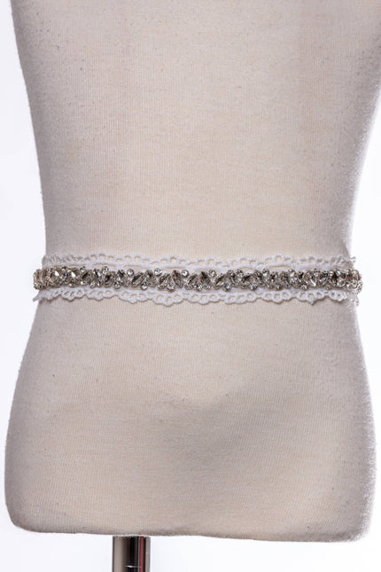 *Narrow White Bling Belt