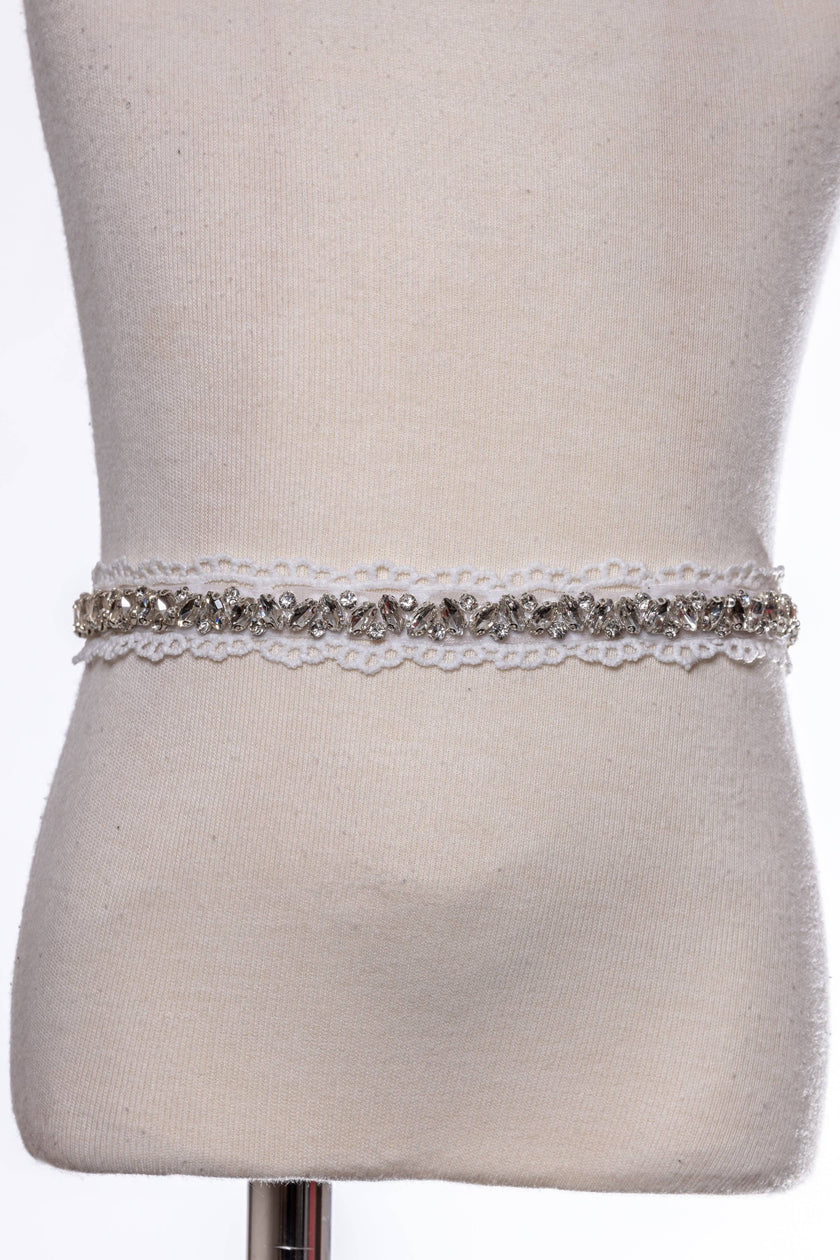 *Narrow White Bling Belt