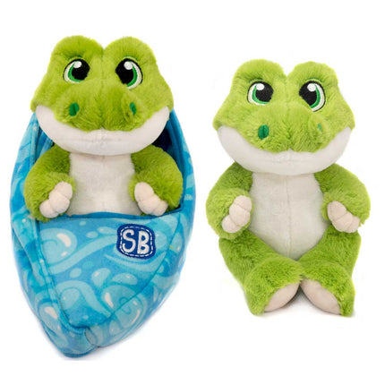 Creative Child Awards – Top Toy of the Year for 2021, 2022, & 2023 This baby alligator is ready to travel where your adventures take you! Comes complete with wave-printed cloth sling so it can be worn or carried. Plush measures 10
