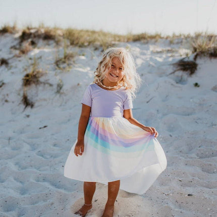 Kids Lavender Pastel Rainbow Hi Lo Spring Easter Dress