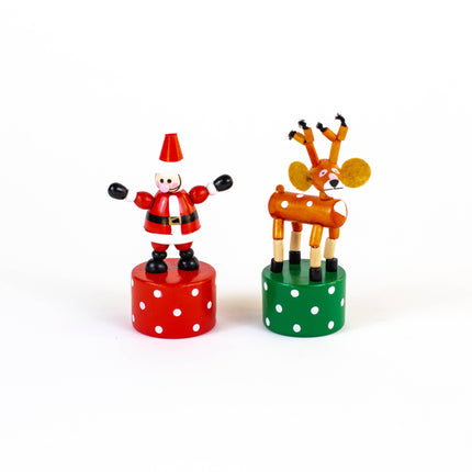 Santa & Reindeer Christmas Push Puppet