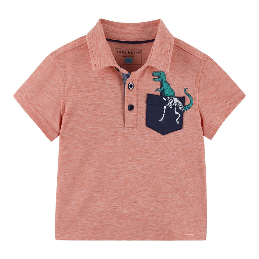Heathered Polo Set - Faded Red