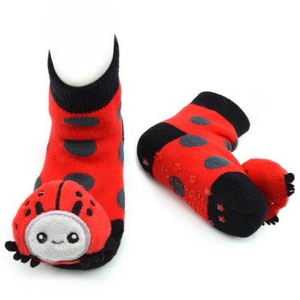 Ladybug Rattle Socks