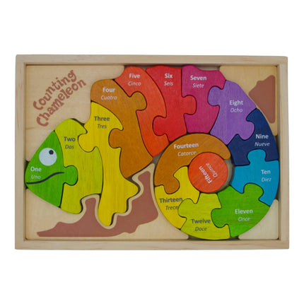 Counting Chameleon Puzzle Toy - Bilingual!