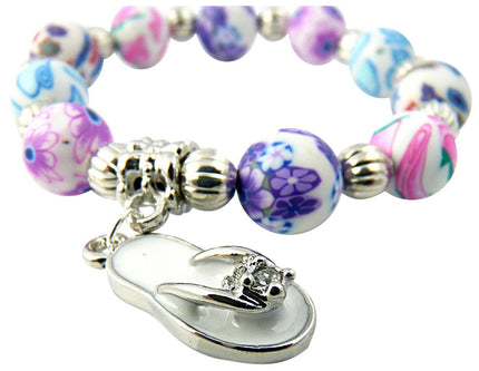 Polymer Bead Bracelet with Charm