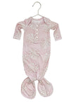 Coral Monstera Newborn Bamboo Knotted Gown