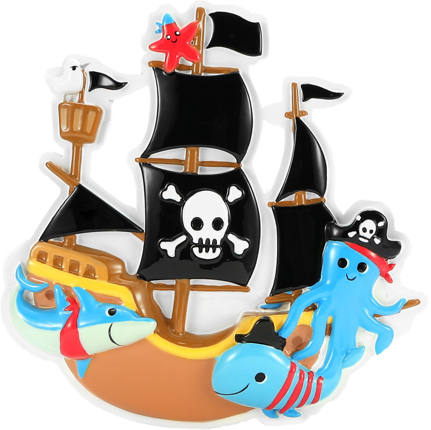 Pirate Ship Personalized Christmas Ornament