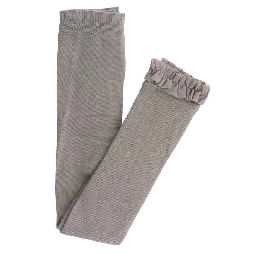 Stone Gray Footless Ruffle Tights