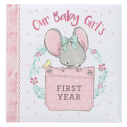 Our Baby Girl's First Year Memory Bookis a sweet, inspirational memory book capturing the precious memories of a baby girl’s first year. Our Baby Girl’s First Year Memory Bookcaptures the precious memories of baby’s first year. It offers space to record memorable moments and milestones like her first steps and her first tooth, scrapbooking pages for photographs, and a special keepsake pocket for baby’s hospital bracelet or a lock of hair from her first haircut. The pages carry quotes, poems, prayers and ver