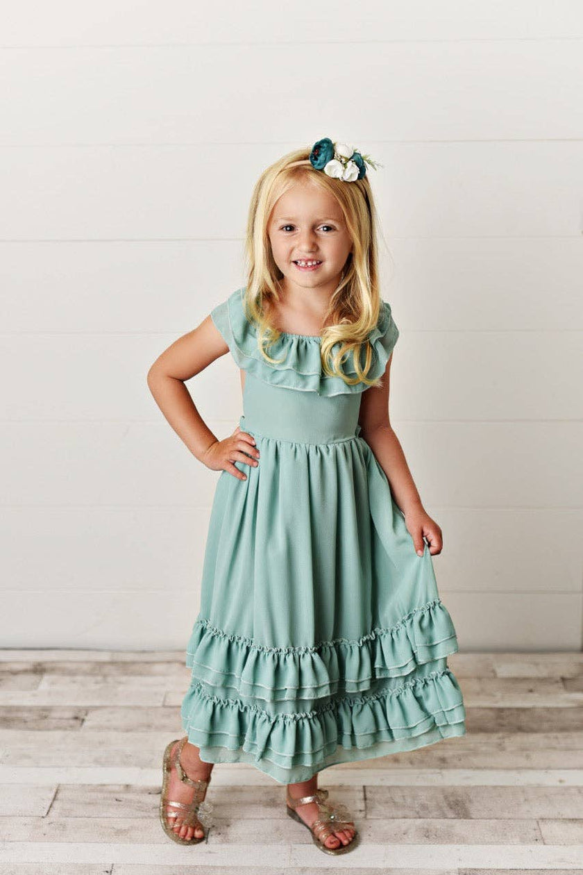 mint green dress easter Kids Mint Spring Easter Summer Fancy Ruffle Back Dress – Little-Minnows