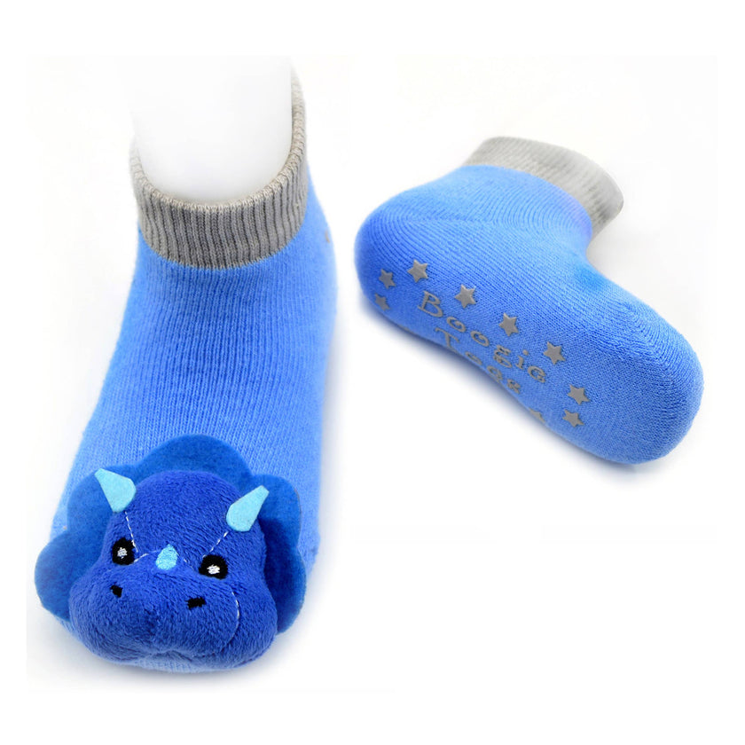 Blue Triceratops Dinosaur Rattle Socks