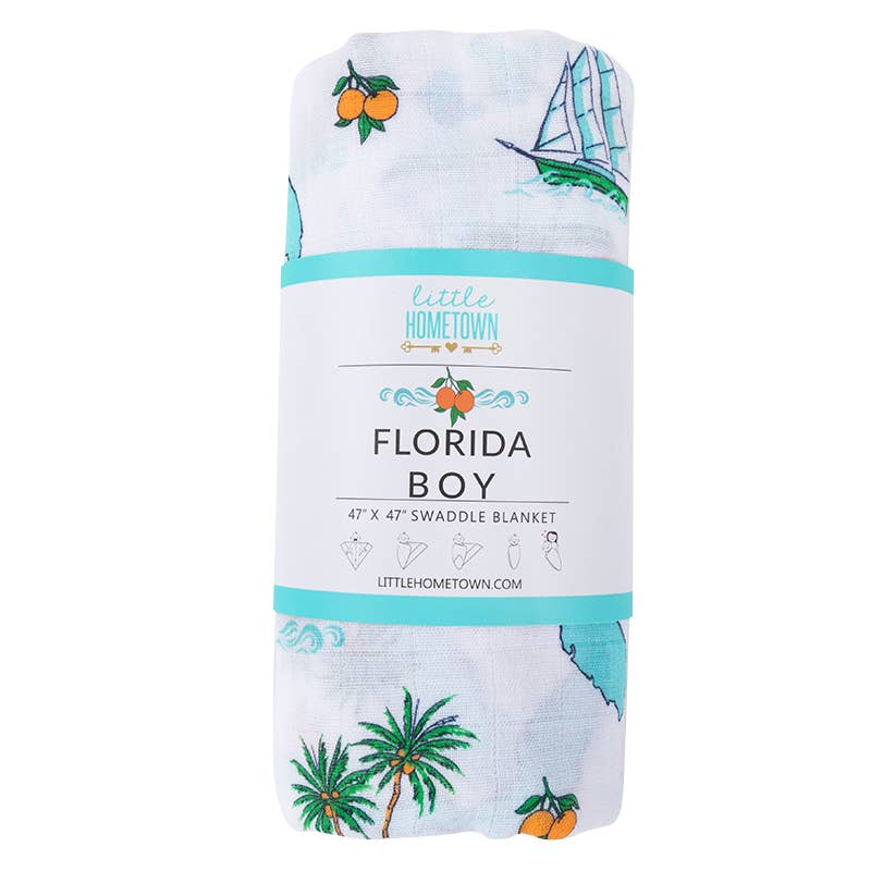Blue Florida Swaddle Blanket