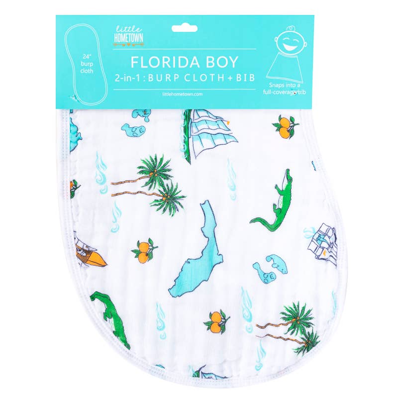Blue Florida Baby Burp/Bib Combo