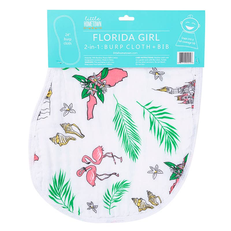 Pink Florida Baby Burp/Bib Combo