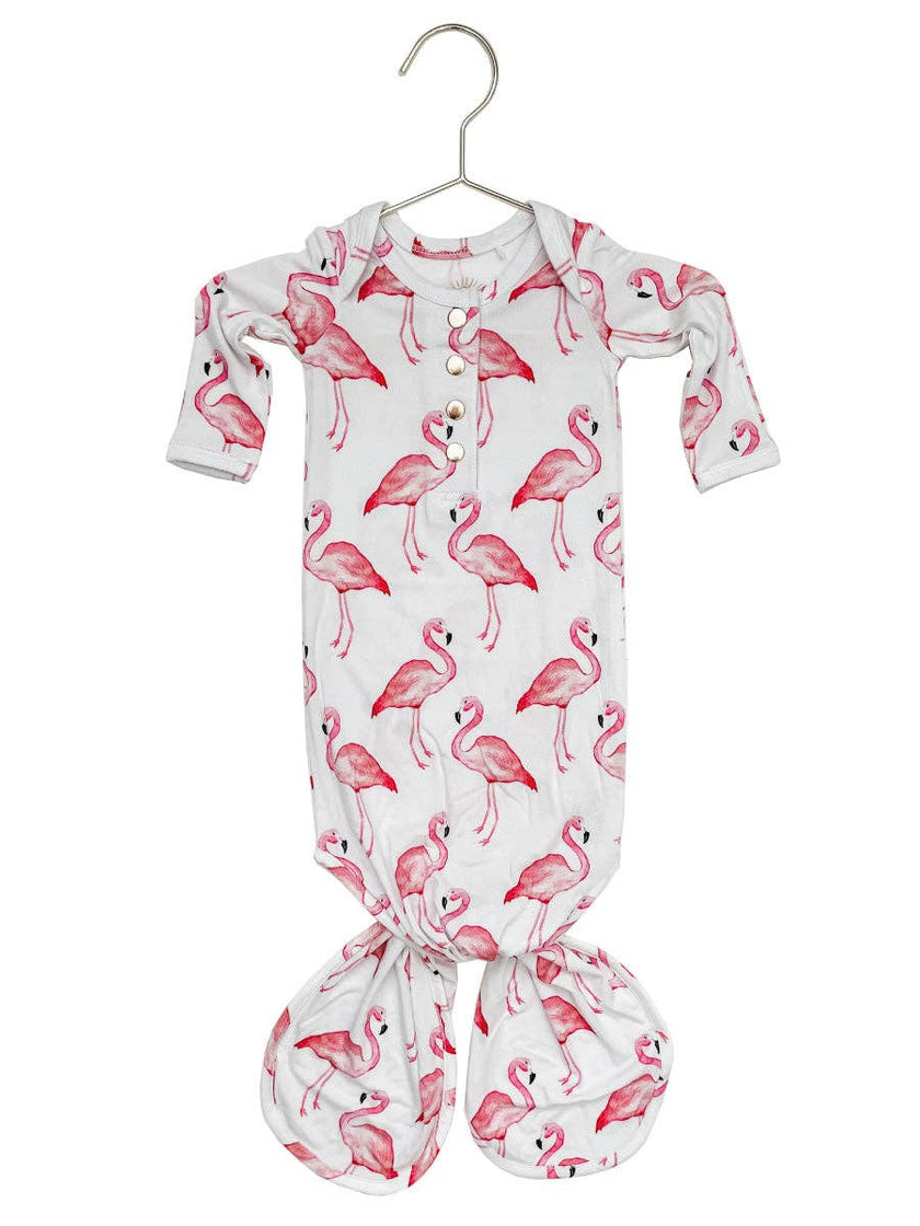 Flamingo Newborn Bamboo Knotted Gown