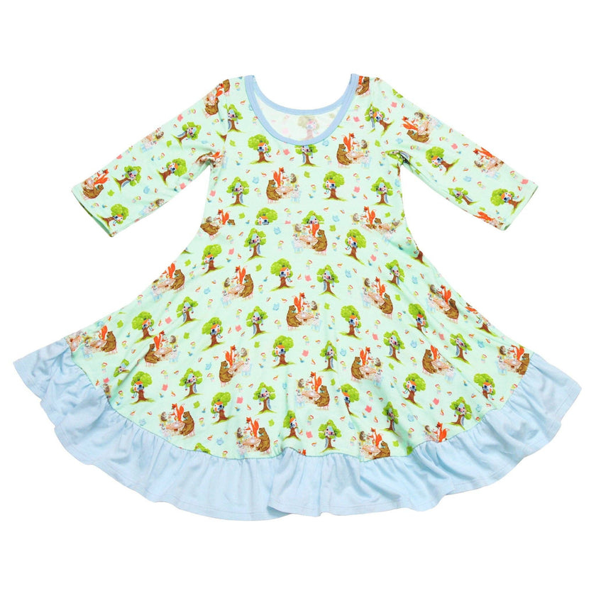 Tree House Tea Party Ruffle Hi-Lo Bamboo Twirling Dress